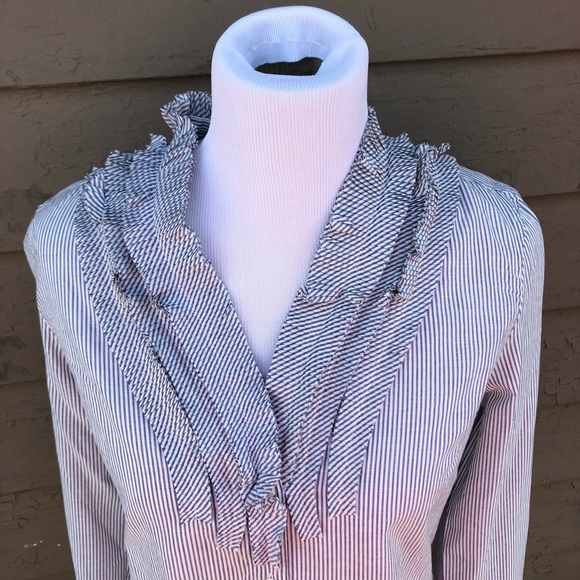 NWT! J Crew frayed ribbon pinstripe buttondown! - Picture 2 of 7